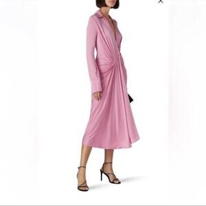 Dodo Bar Or Lorenne pink draped long sleeve midi dress